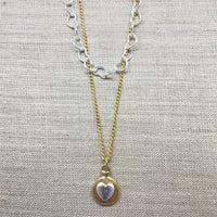 2 layer two tone heart necklace