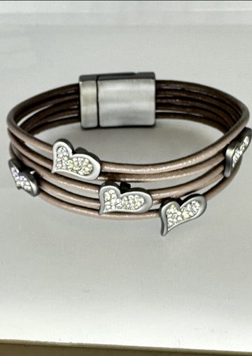 5 Pave Hearts Bracelet