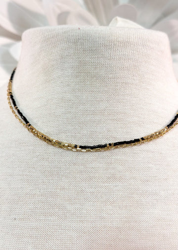 Double Black and Gold Beaded
