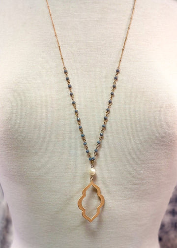 Long Length pearl + Bead Necklace