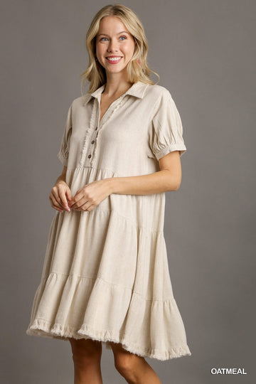 Tiered Dress With Coconut Button