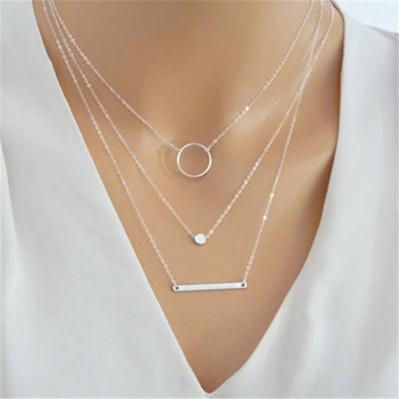 Simple Geometric Circle Pendant Necklace