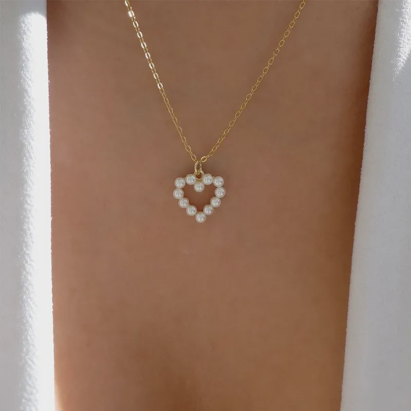 Simple Style Pearl Heart