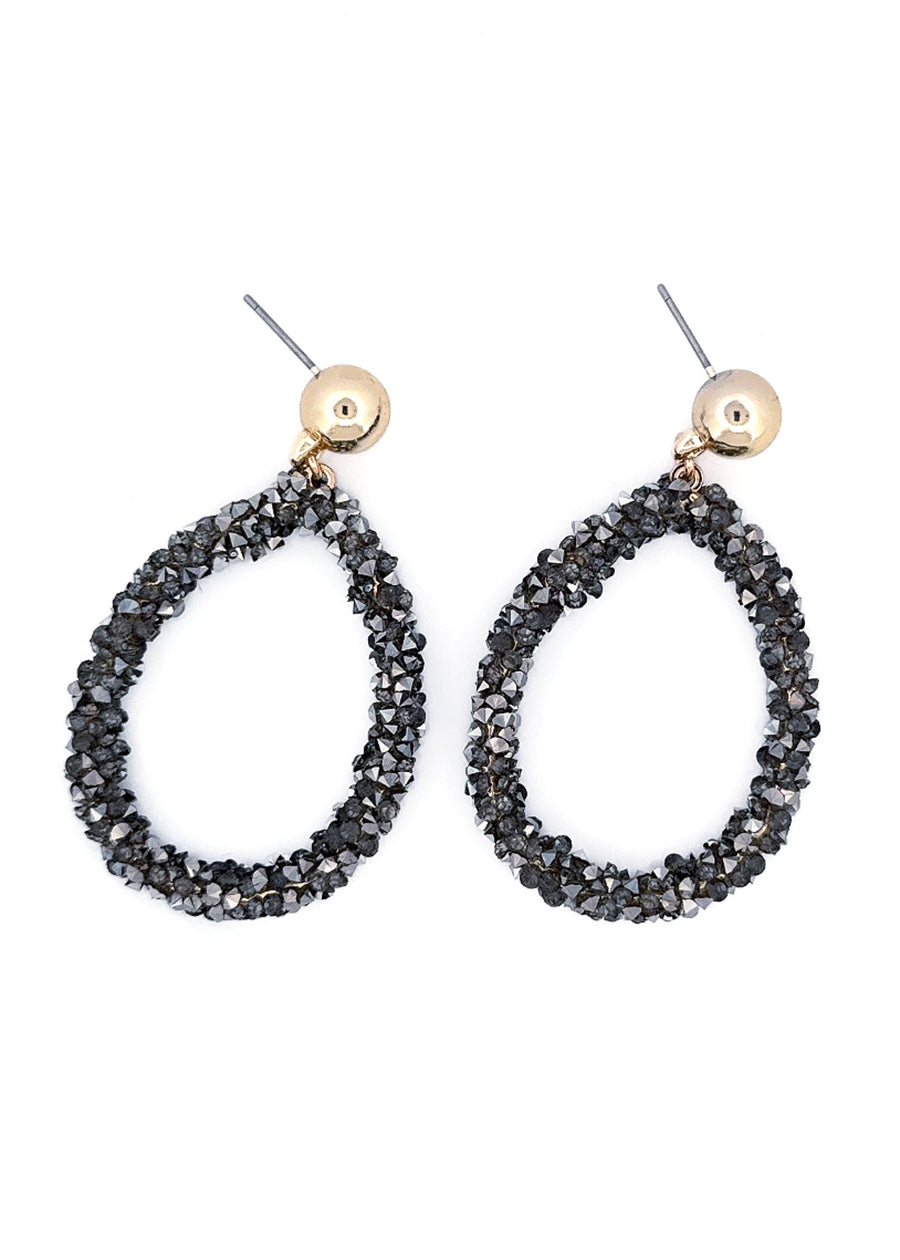Pave Hematite Oval Earring