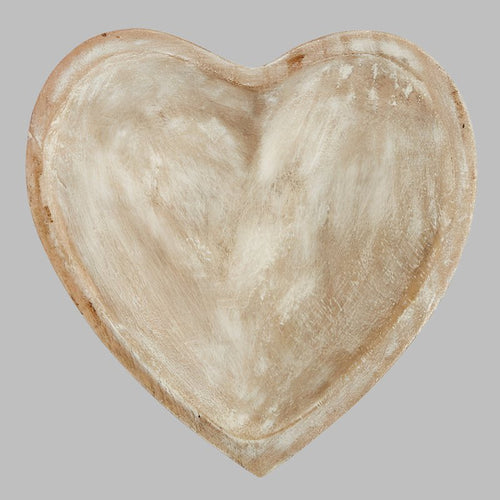 White Wooden Heart Bowl - Chandeliers Boutique ny